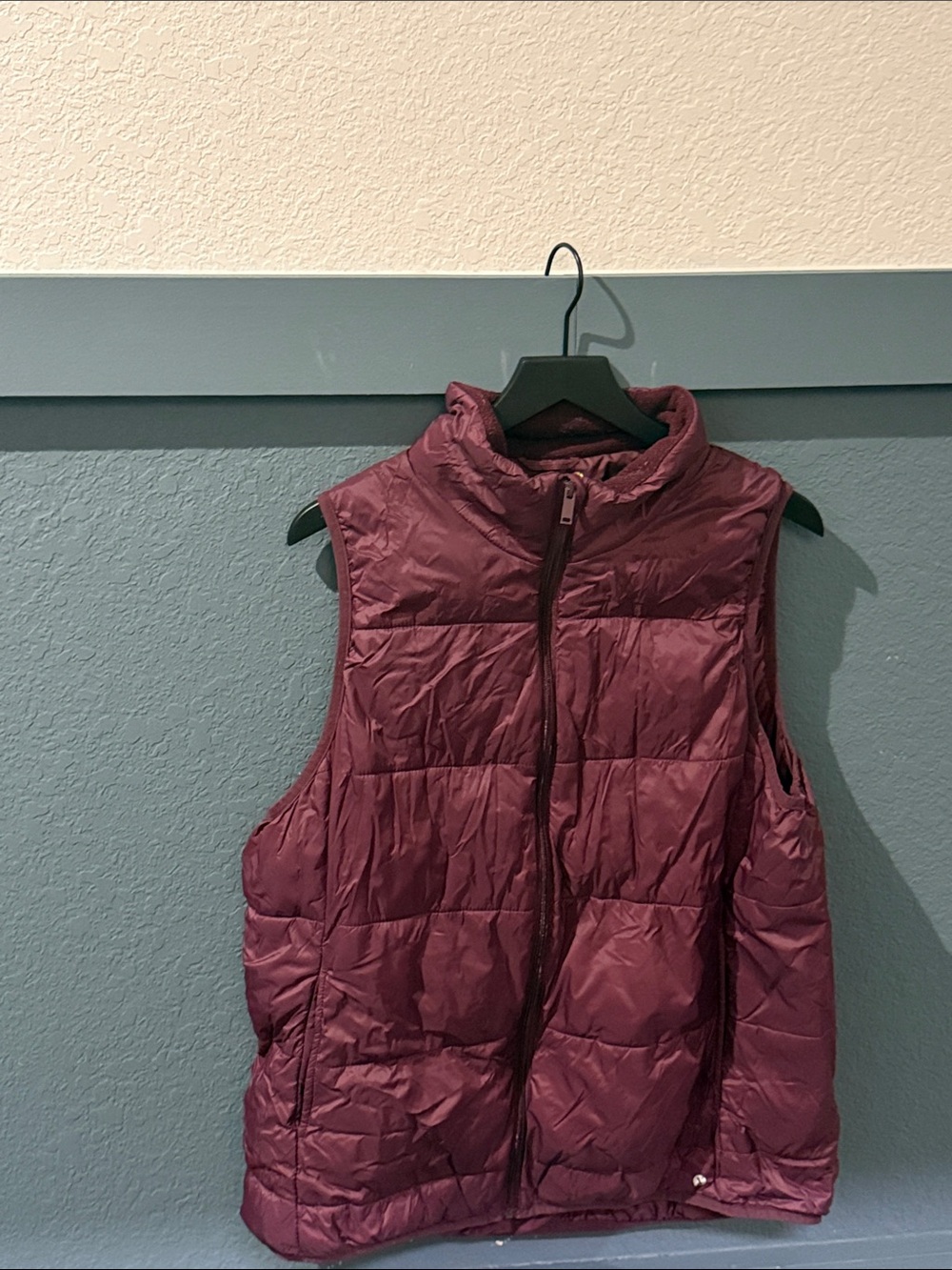 Xersion Quilted Puffer Vest in Wine. It’s packable